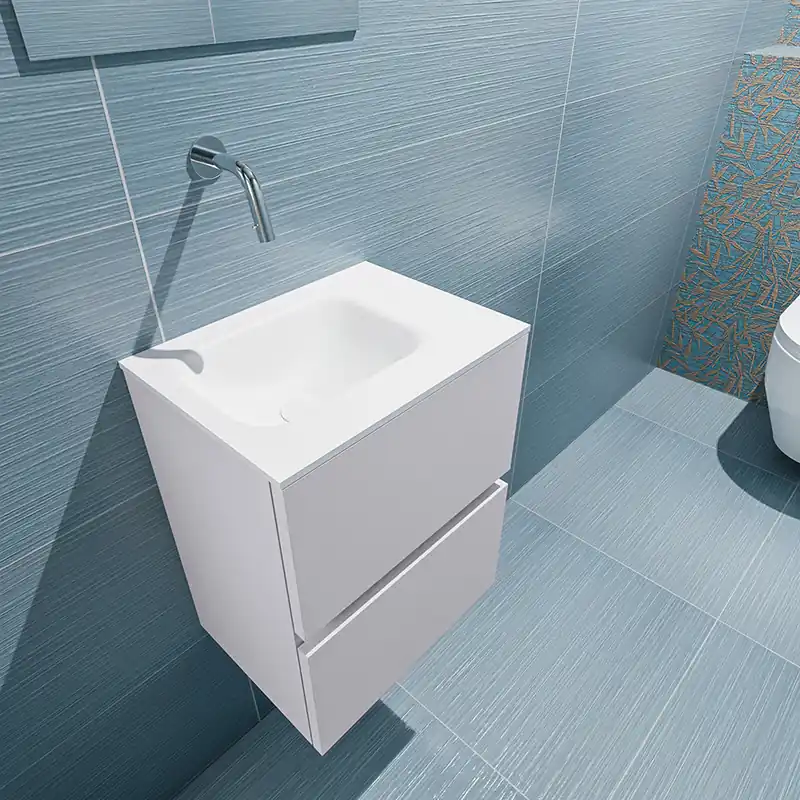 Op = Op Mondiaz Ada 40cm toiletmeubel cale met wastafel talc links zonder kraangat