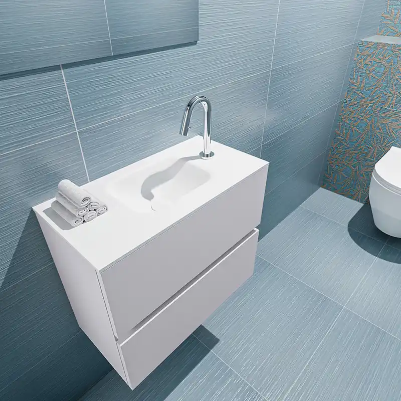 Wereldwijde Verzending Mondiaz Ada 60cm toiletmeubel cale met wastafel talc midden 1 kraangat