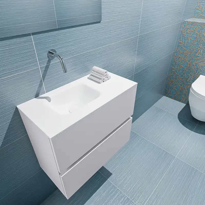 Superprijs Mondiaz Ada 60cm toiletmeubel cale met wastafel talc links zonder kraangat
