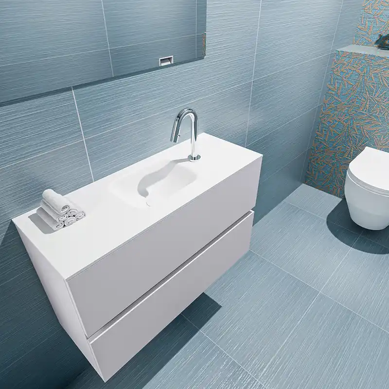 Must-Have Mondiaz Ada 80cm toiletmeubel cale met wastafel talc midden 1 kraangat