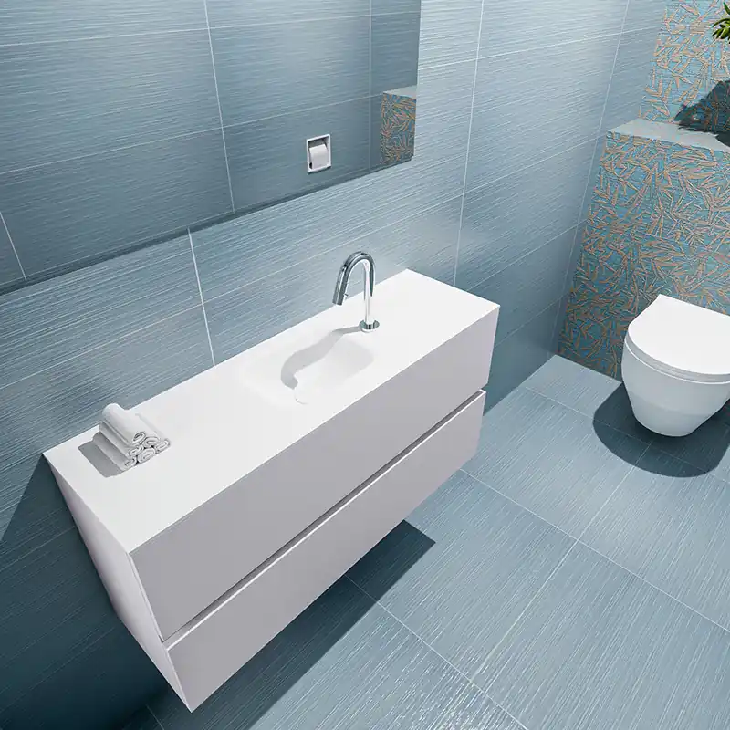 Hoge Kwaliteit Mondiaz Ada 100cm toiletmeubel cale met wastafel talc midden 1 kraangat