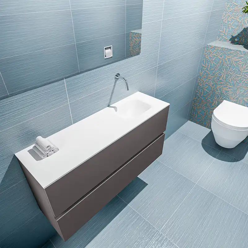 Geld-Terug-Garantie Mondiaz Ada 100cm toiletmeubel dark grey met wastafel talc rechts zonder kraangat