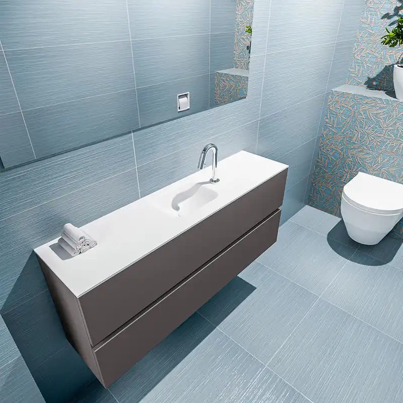 Nieuw Model Mondiaz Ada 120cm toiletmeubel dark grey met wastafel talc midden 1 kraangat