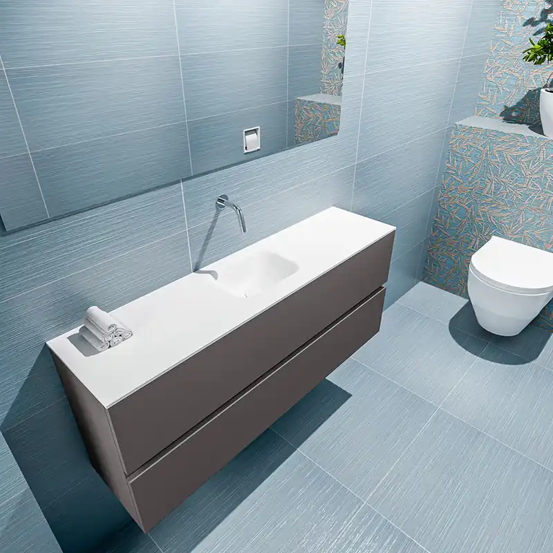 Korting Mondiaz Ada 120cm toiletmeubel dark grey met wastafel talc midden zonder kraangat