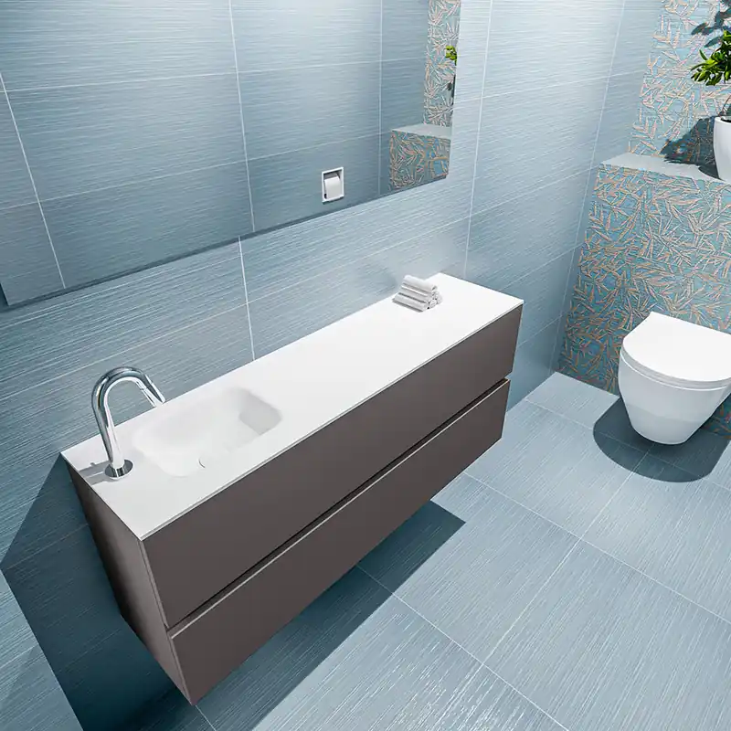 Favoriet Mondiaz Ada 120cm toiletmeubel dark grey met wastafel talc links 1 kraangat