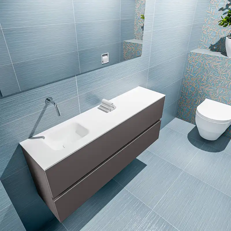 Finale Uitverkoop Mondiaz Ada 120cm toiletmeubel dark grey met wastafel talc links zonder kraangat