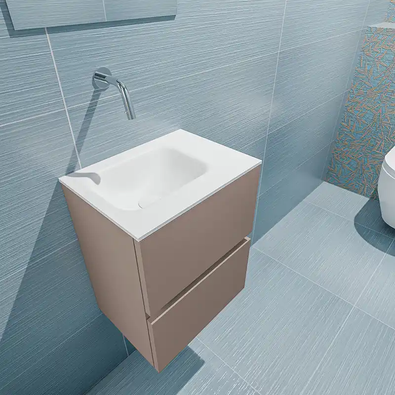 Goedkoop Mondiaz Ada 40cm toiletmeubel smoke met wastafel talc links zonder kraangat