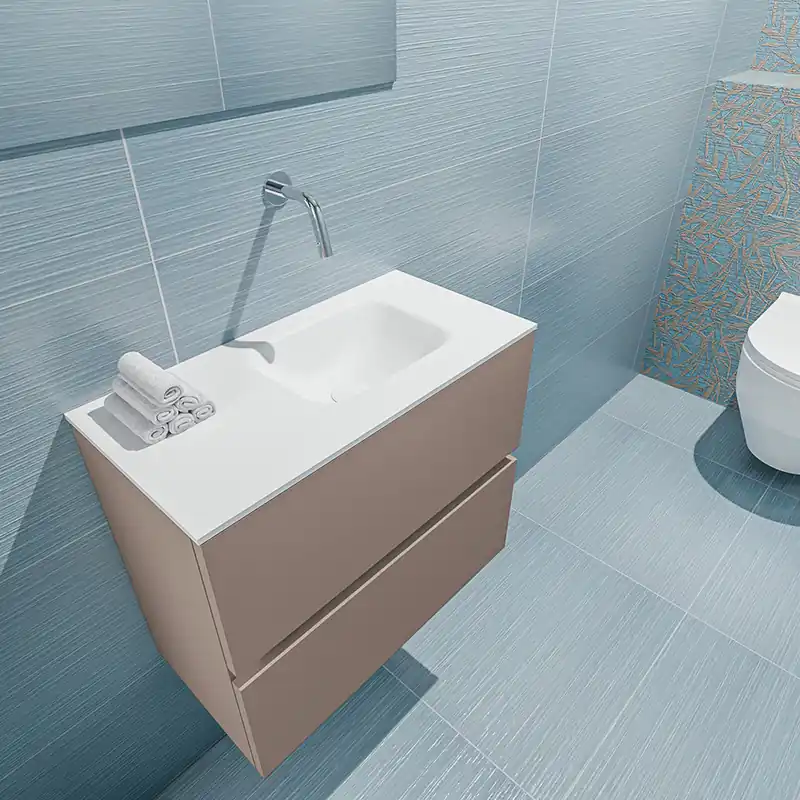 Koopje Mondiaz Ada 60cm toiletmeubel smoke met wastafel talc rechts zonder kraangat