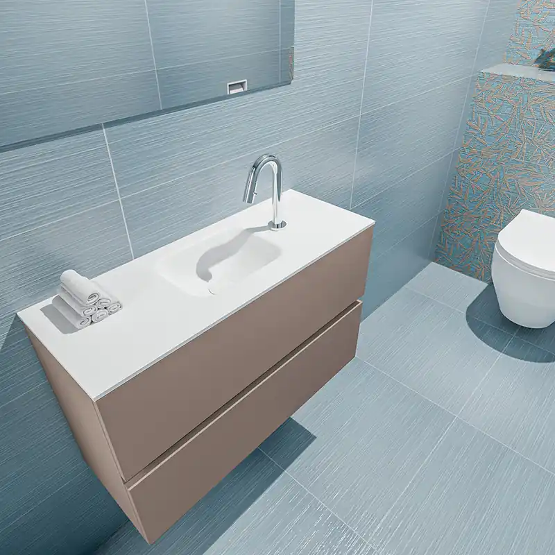 Alleen Vandaag Mondiaz Ada 80cm toiletmeubel smoke met wastafel talc midden 1 kraangat