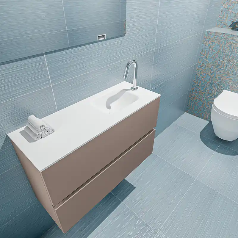 Hoge Kwaliteit Mondiaz Ada 80cm toiletmeubel smoke met wastafel talc rechts 1 kraangat