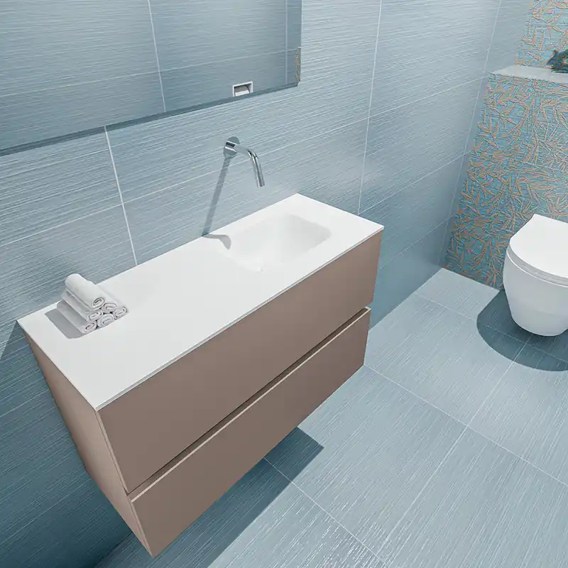 Lage Prijs Mondiaz Ada 80cm toiletmeubel smoke met wastafel talc rechts zonder kraangat