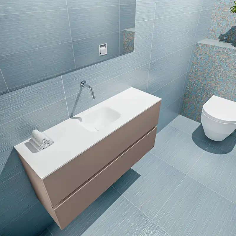 Bestel Nu Mondiaz Ada 100cm toiletmeubel smoke met wastafel talc midden zonder kraangat