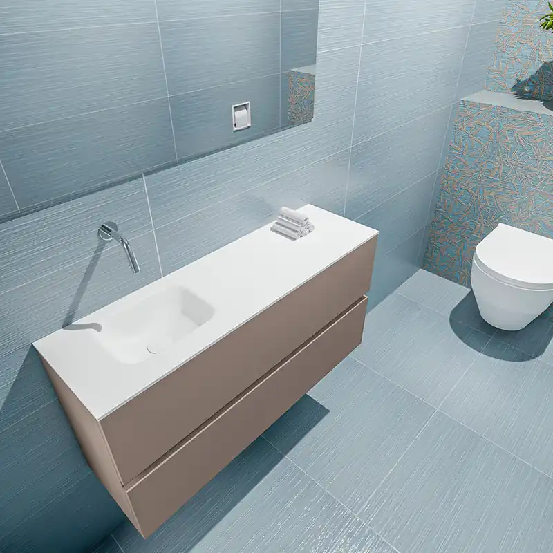Origineel Mondiaz Ada 100cm toiletmeubel smoke met wastafel talc links zonder kraangat