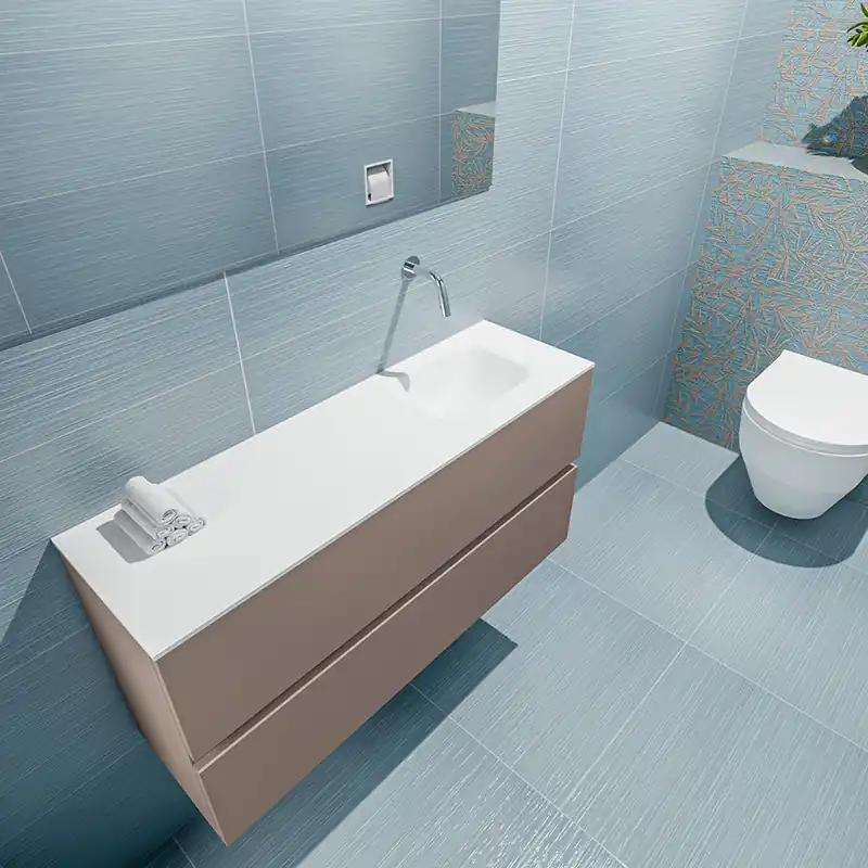 Nieuw Mondiaz Ada 100cm toiletmeubel smoke met wastafel talc rechts zonder kraangat