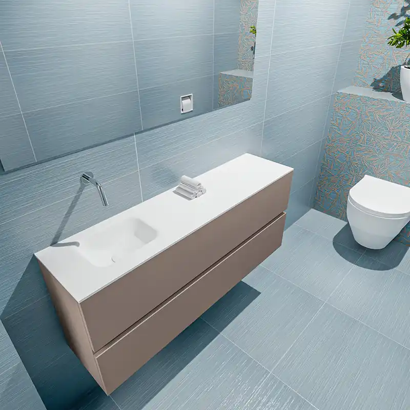 Beste Prijs Mondiaz Ada 120cm toiletmeubel smoke met wastafel talc links zonder kraangat