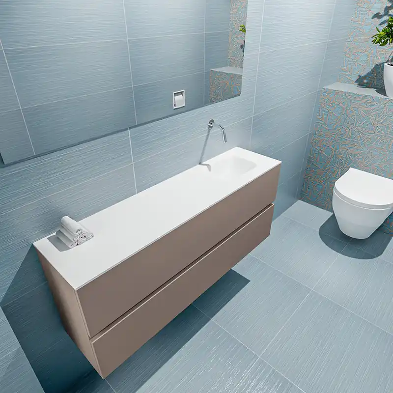 Flitsaanbieding Mondiaz Ada 120cm toiletmeubel smoke met wastafel talc rechts zonder kraangat