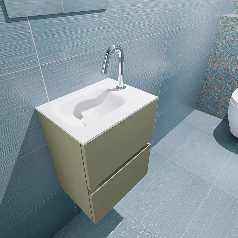 Express Levering Mondiaz Ada 40cm toiletmeubel army met wastafel talc links 1 kraangat