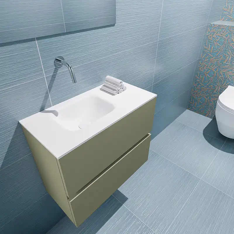 Voordeelprijs Mondiaz Ada 60cm toiletmeubel army met wastafel talc links zonder kraangat
