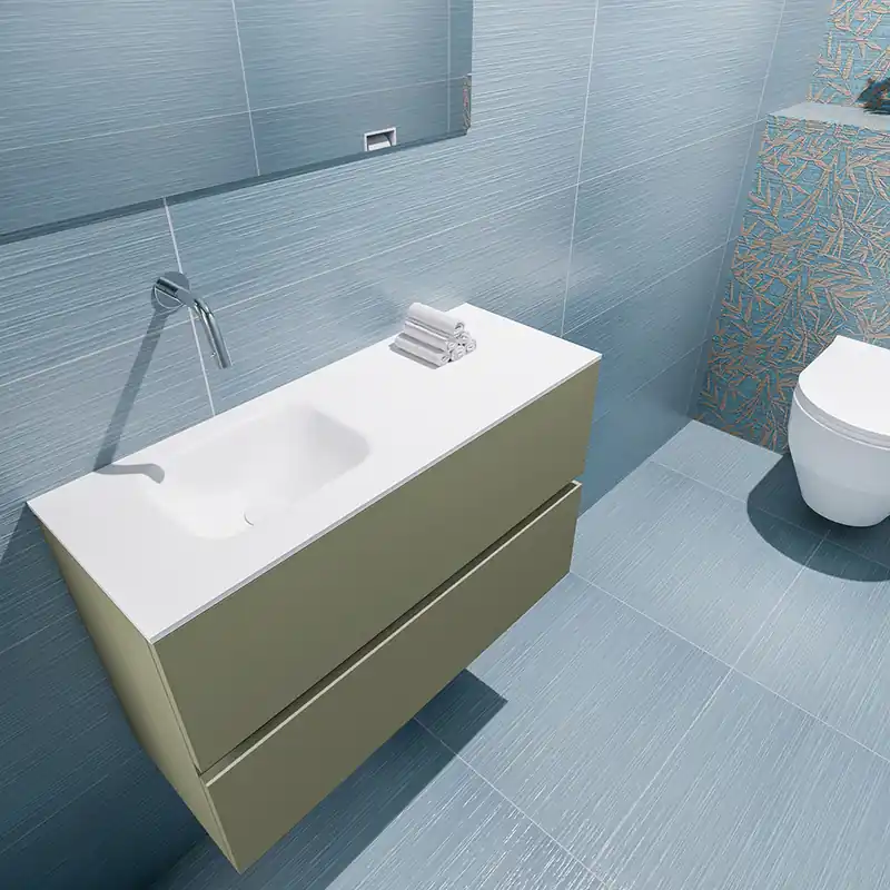 Alleen Vandaag Mondiaz Ada 80cm toiletmeubel army met wastafel talc links zonder kraangat