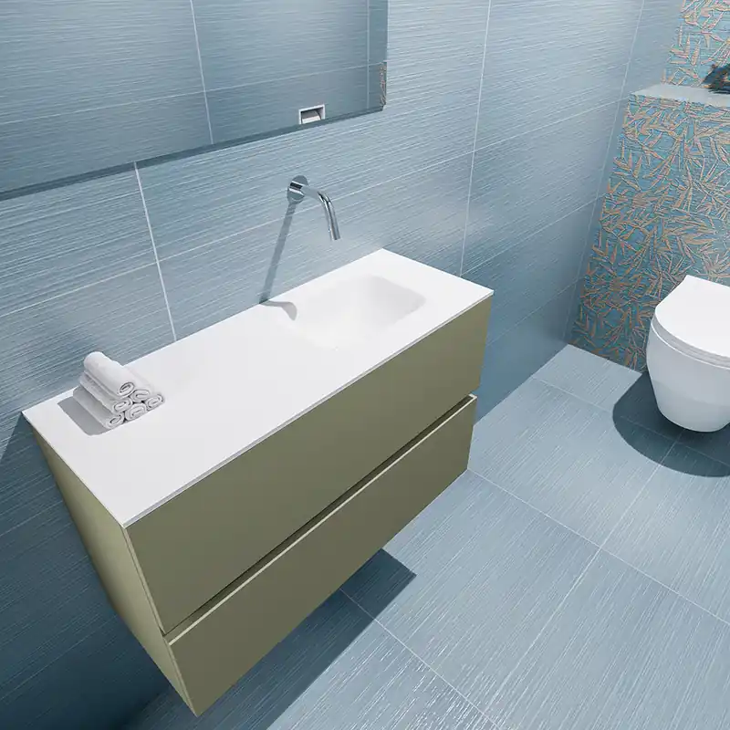 Betrouwbaar Mondiaz Ada 80cm toiletmeubel army met wastafel talc rechts zonder kraangat
