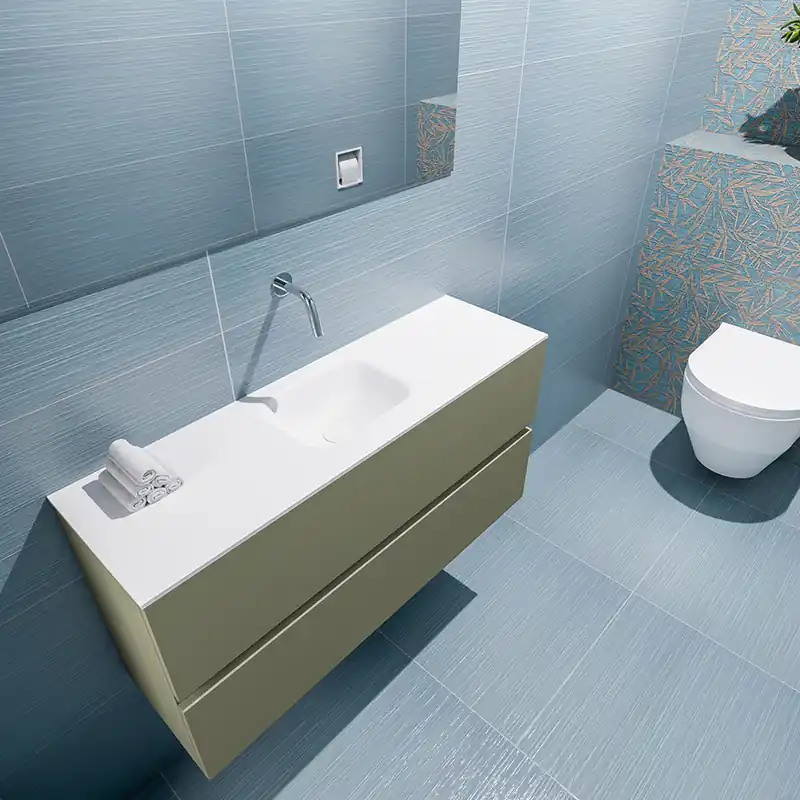 Shop Nu Mondiaz Ada 100cm toiletmeubel army met wastafel talc midden zonder kraangat