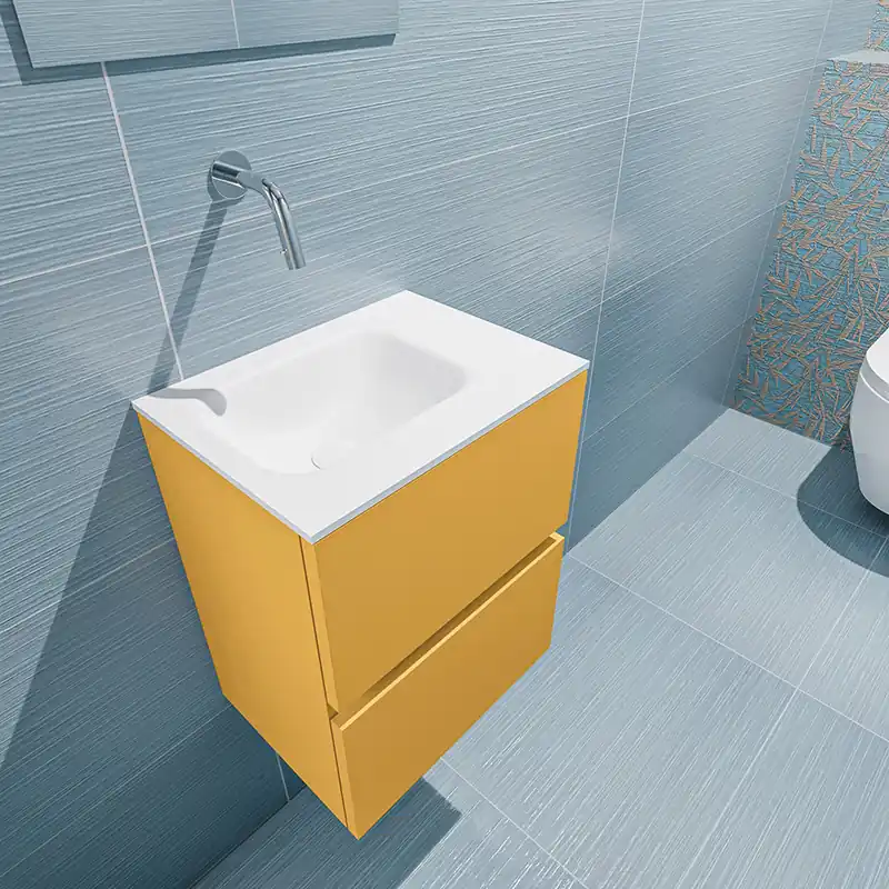 Bulkbestelling Mondiaz Ada 40cm toiletmeubel ocher met wastafel talc links zonder kraangat