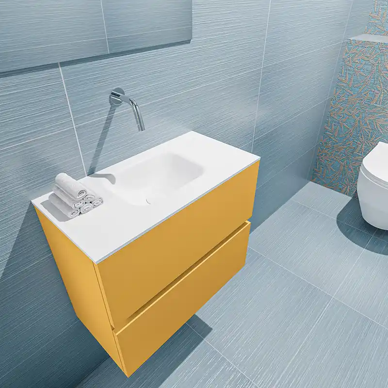 Populair Mondiaz Ada 60cm toiletmeubel ocher met wastafel talc midden zonder kraangat