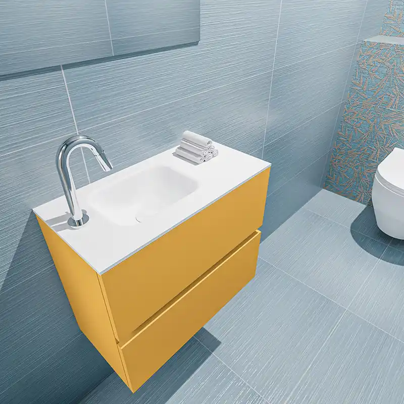 Favoriet Mondiaz Ada 60cm toiletmeubel ocher met wastafel talc links 1 kraangat