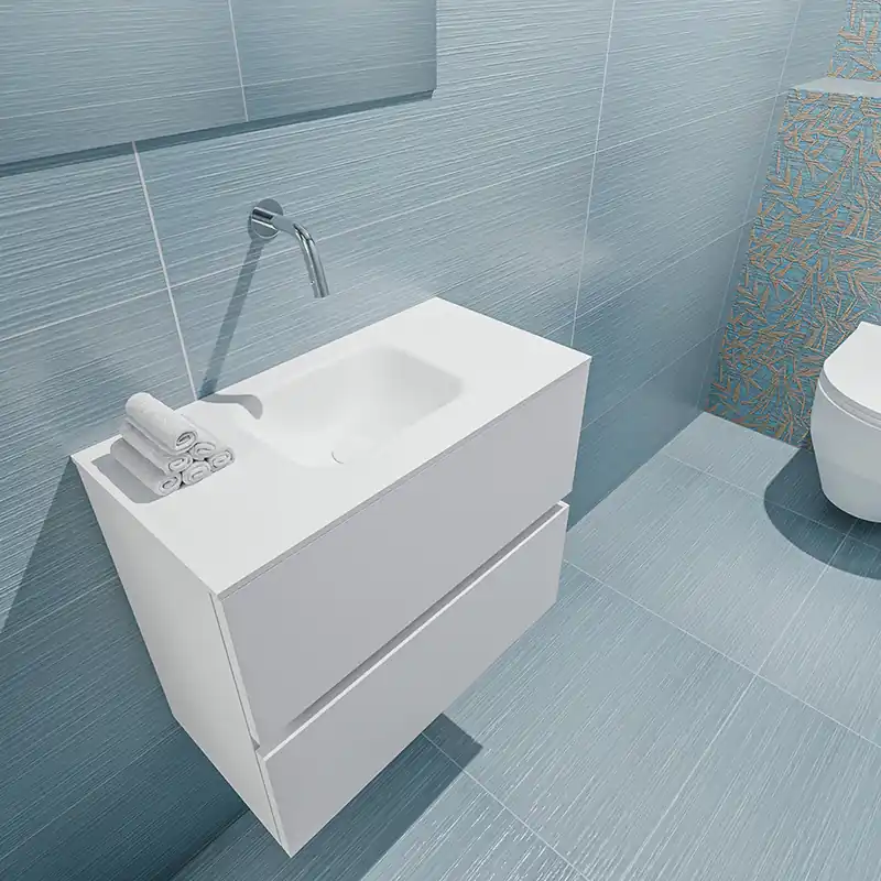 Geld-Terug-Garantie Mondiaz Ada 60cm toiletmeubel talc met wastafel talc midden zonder kraangat