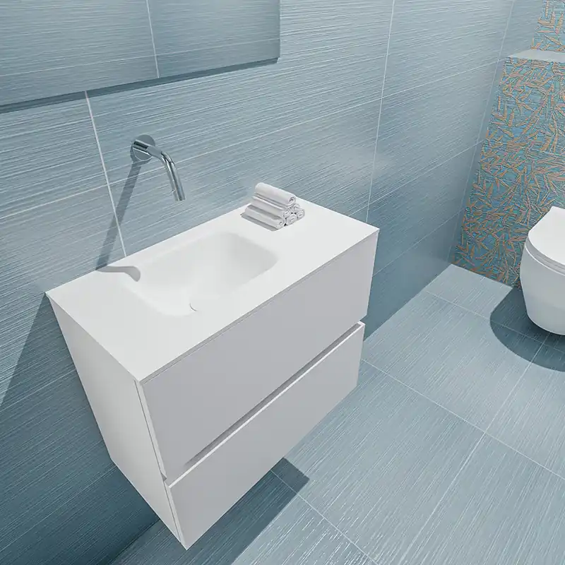 Plaats Bestelling Mondiaz Ada 60cm toiletmeubel talc met wastafel talc links zonder kraangat