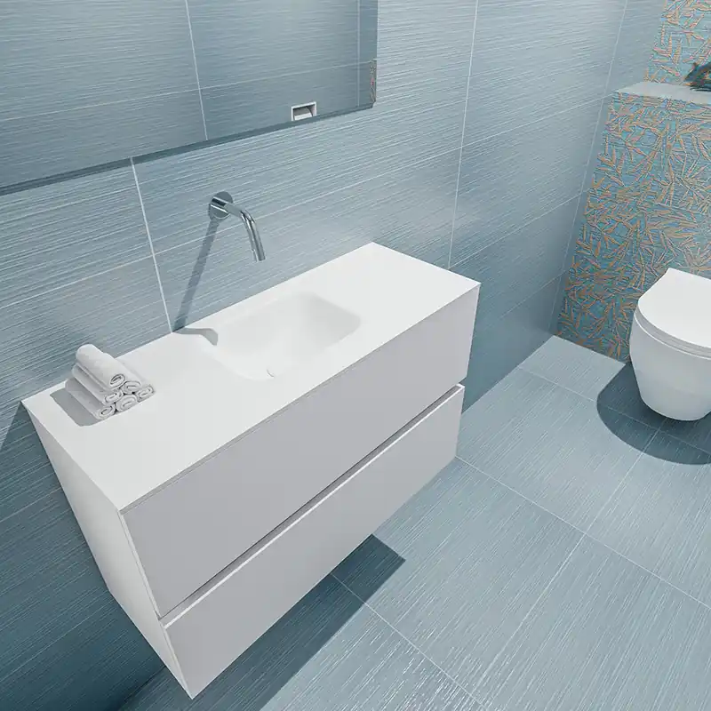 Actieprijs Mondiaz Ada 80cm toiletmeubel talc met wastafel talc midden zonder kraangat