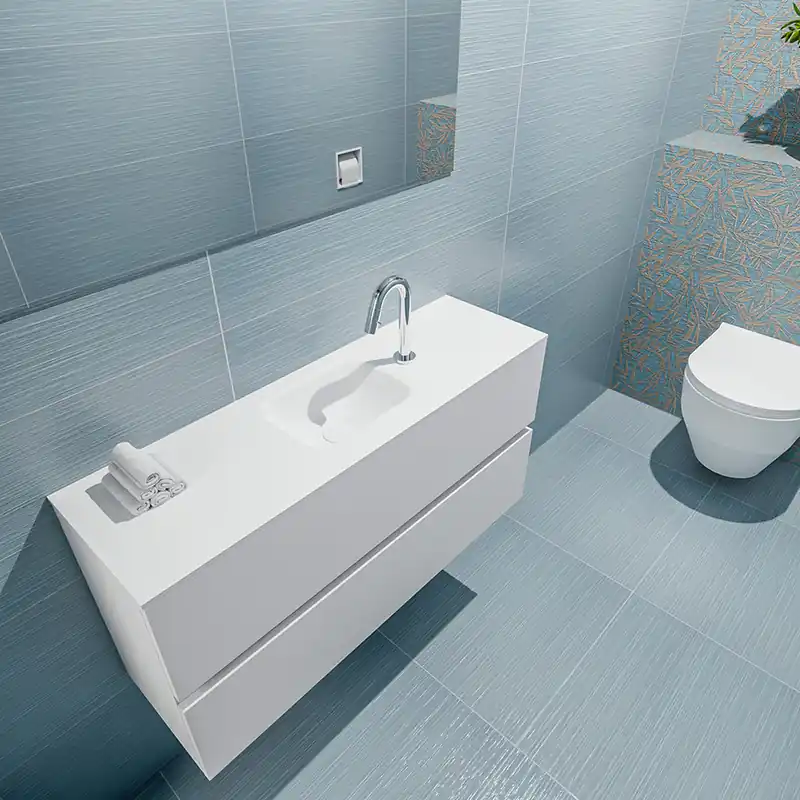 Populair Mondiaz Ada 100cm toiletmeubel talc met wastafel talc midden 1 kraangat