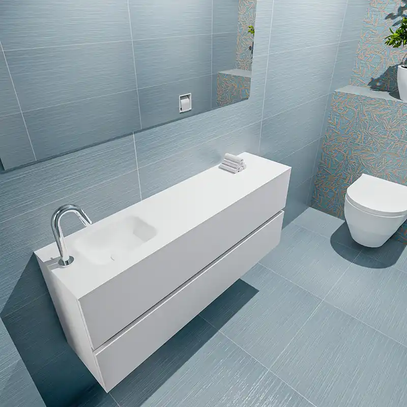 Tijdelijk Beschikbaar Mondiaz Ada 120cm toiletmeubel talc met wastafel talc links 1 kraangat