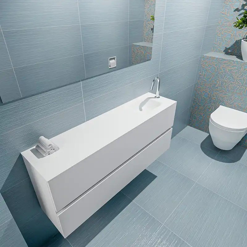 Seizoensaanbieding Mondiaz Ada 120cm toiletmeubel talc met wastafel talc rechts 1 kraangat