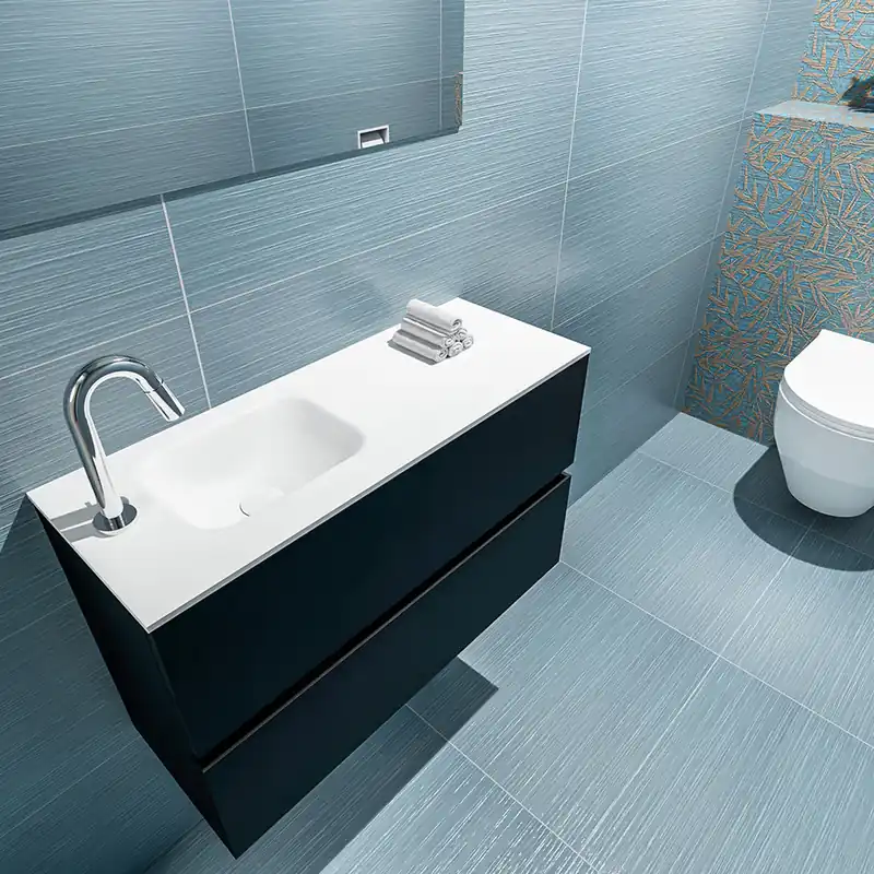 Superprijs Mondiaz Ada 80cm toiletmeubel urban met wastafel talc links 1 kraangat