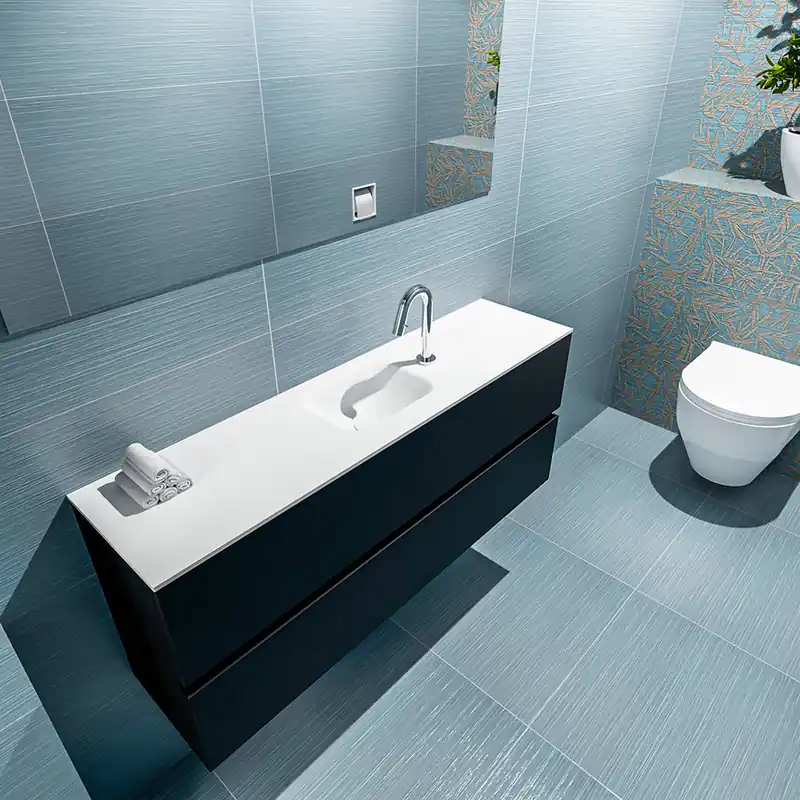 Handgemaakt Mondiaz Ada 120cm toiletmeubel urban met wastafel talc midden 1 kraangat