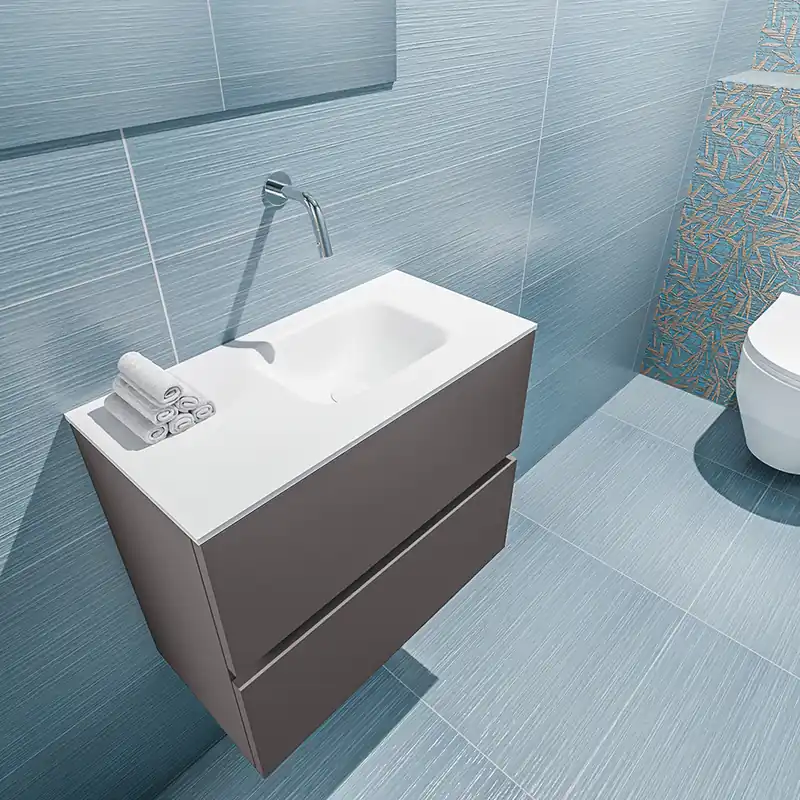 Groothandel Mondiaz Ada 60cm toiletmeubel dark grey met wastafel talc rechts zonder kraangat