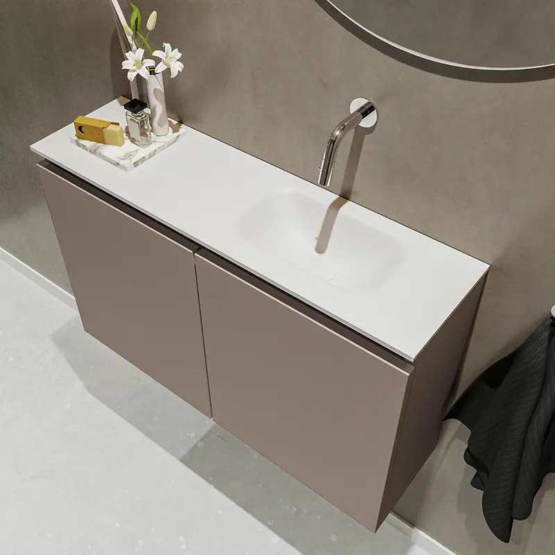 Mondiaz Ture 80cm toiletmeubel smoke met wastafel talc rechts geen kraangat Meest Verkocht