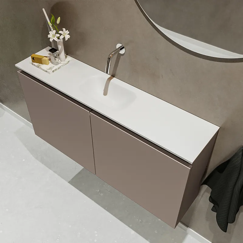 Populair Mondiaz Ture 100cm toiletmeubel smoke met wastafel talc midden geen kraangat