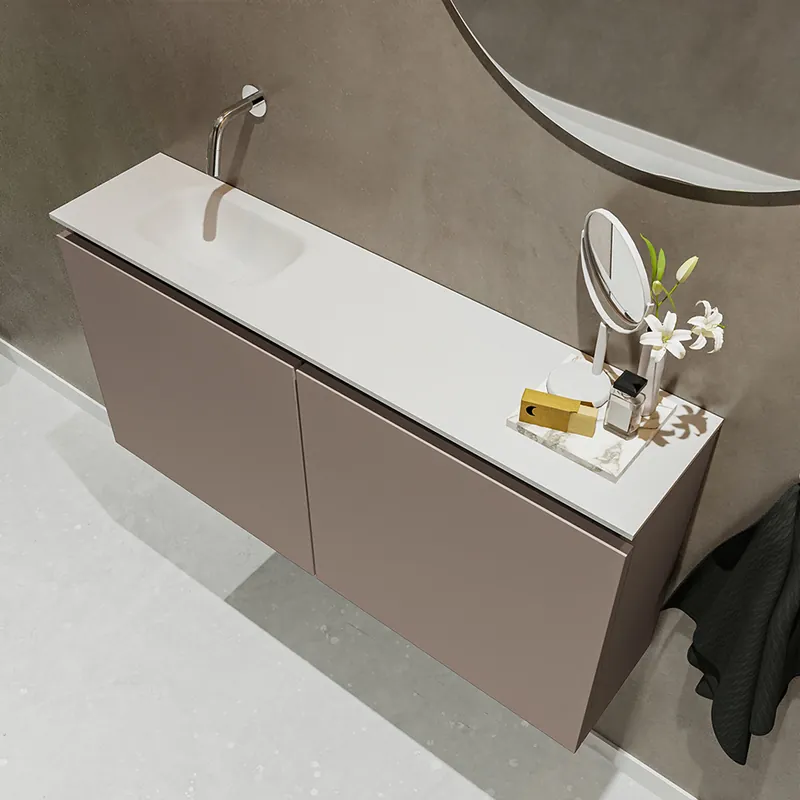 Tijdelijk Beschikbaar Mondiaz Ture 100cm toiletmeubel smoke met wastafel talc links geen kraangat