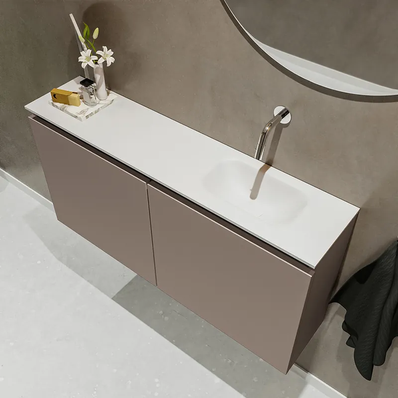 Nieuw Mondiaz Ture 100cm toiletmeubel smoke met wastafel talc rechts geen kraangat