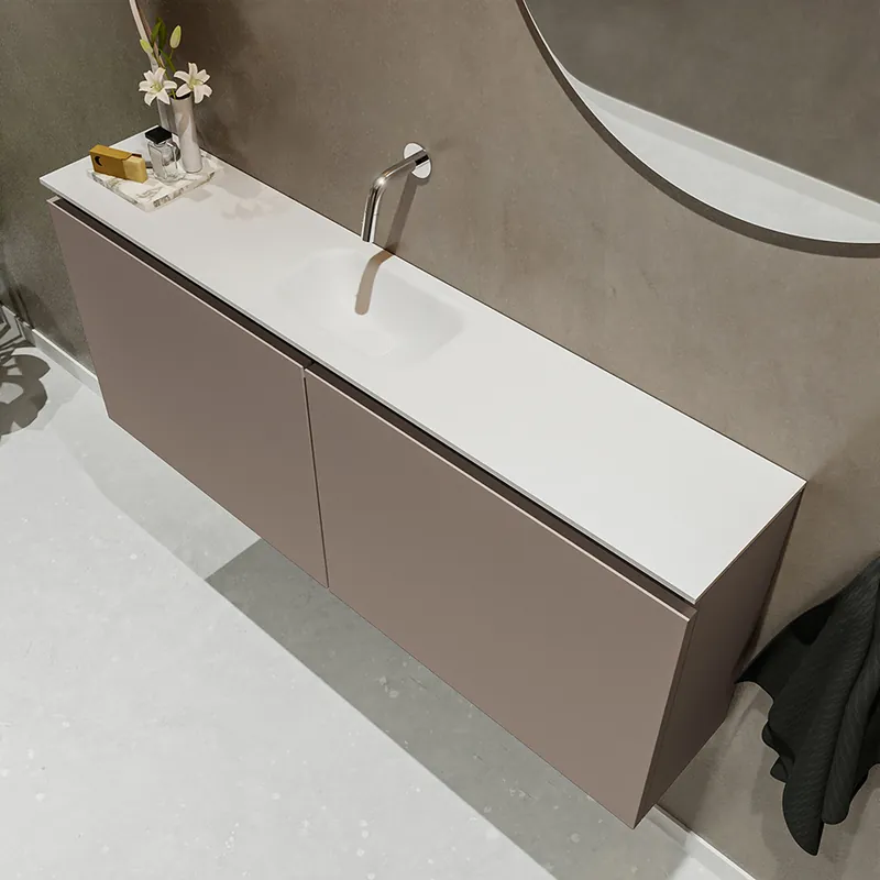 Bulkbestelling Mondiaz Ture 120cm toiletmeubel smoke met wastafel talc midden geen kraangat