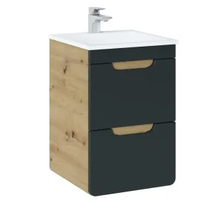 Trendy Comad Aruba Cosmos badkamermeubel 40cm met witte wastafel en kraangat eiken/grafiet