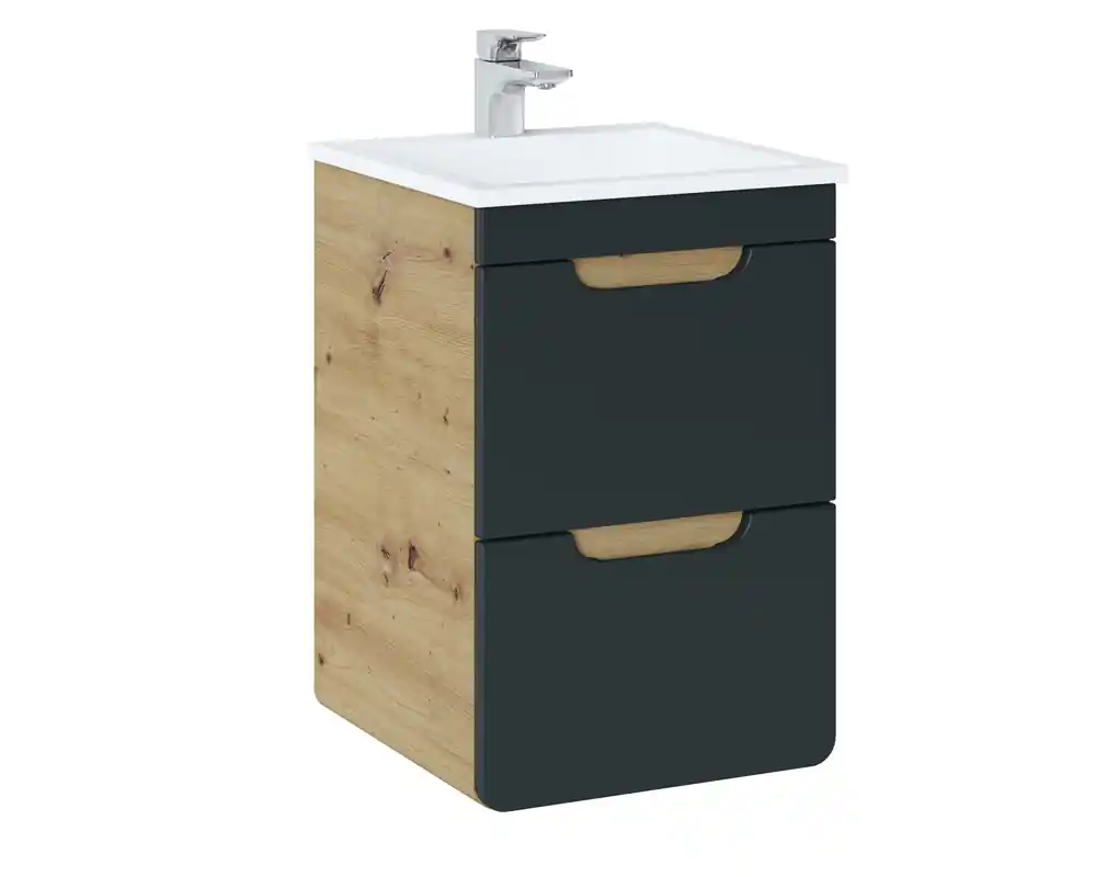 Trendy Comad Aruba Cosmos badkamermeubel 40cm met witte wastafel en kraangat eiken/grafiet