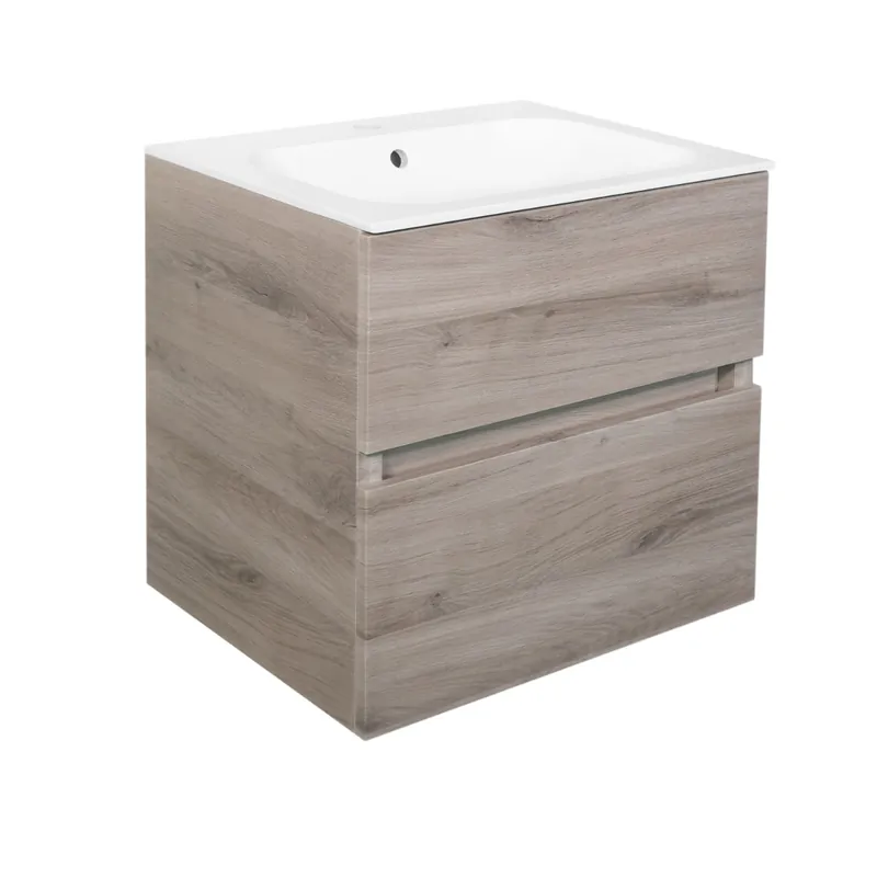 Merkproduct Best Design Splash wastafelonderkast greeploos 2 lades eiken grijs 60cm