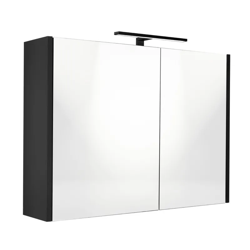 Best Design Happy spiegelkast met verlichting 80x60cm zwart mat Modern