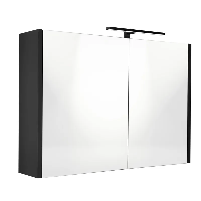 Best Design Happy spiegelkast met verlichting 100x60cm zwart mat Wereldwijde Verzending