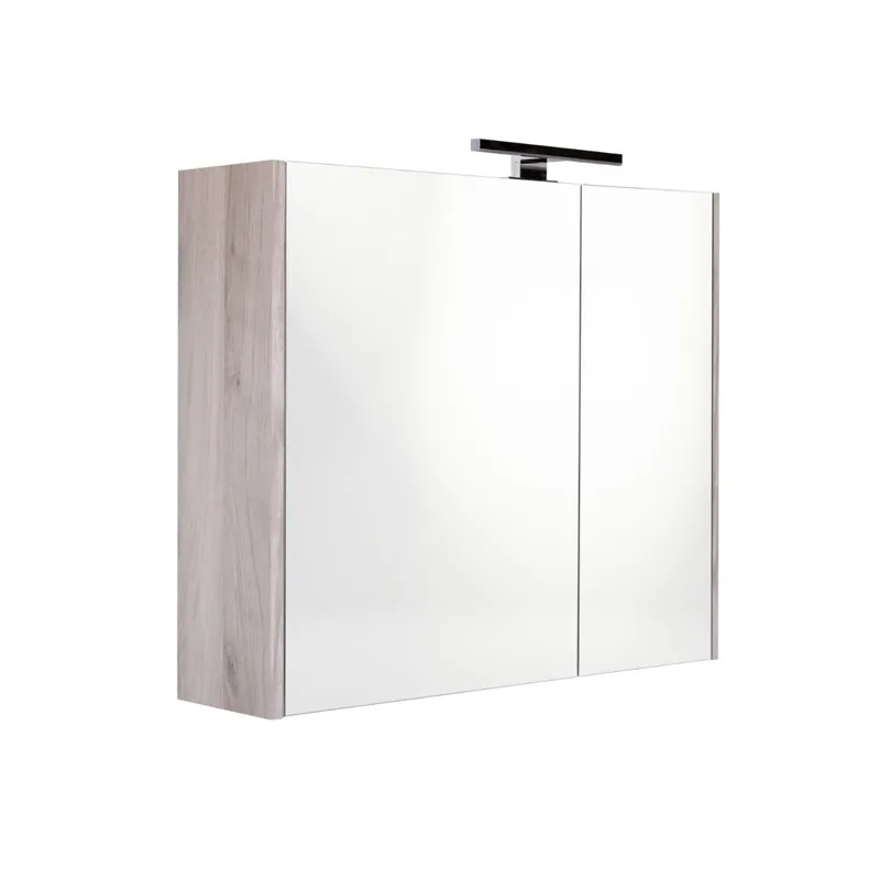 Best Design Happy spiegelkast met verlichting 60x60cm eiken grijs Voordeelprijs