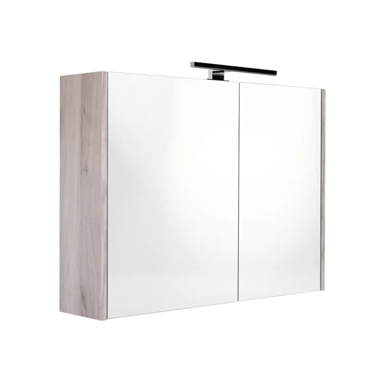 Best Design Happy spiegelkast met verlichting 100x60cm eiken grijs Uitverkoop