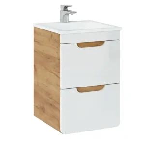 Comad Aruba White badkamermeubel 40cm met witte wastafel en kraangat eiken/wit Groothandel